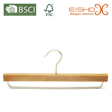 Natural Wooden Pant Hanger with The Metal Bar (MK27)